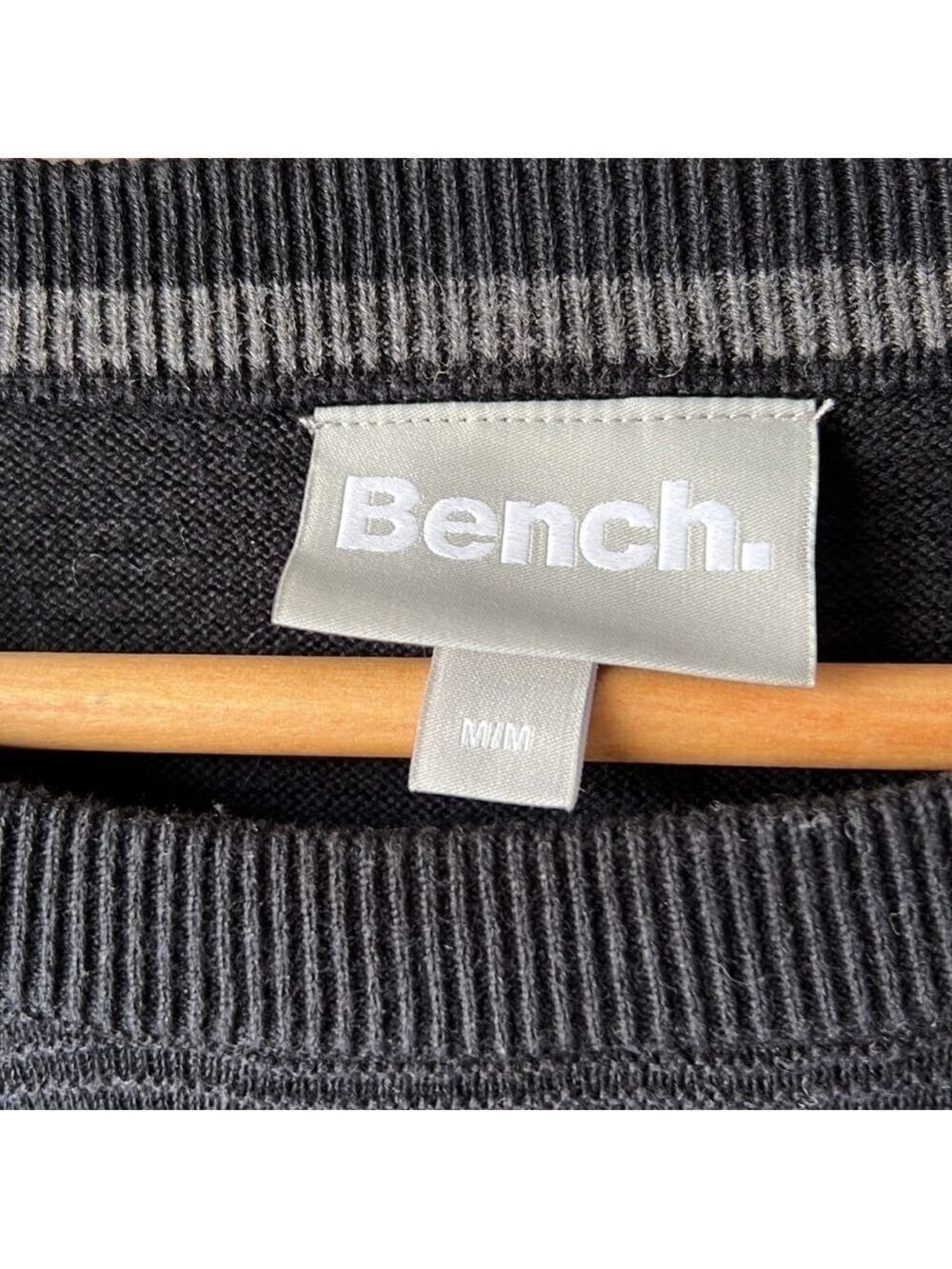 Bench Black Cotton Ribbed Sweater Size Medium - Picture 3 of 9